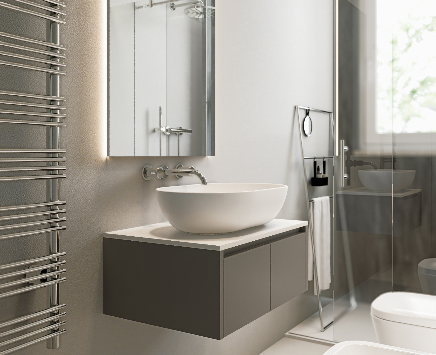 Secondo bagno con doccia walk-in