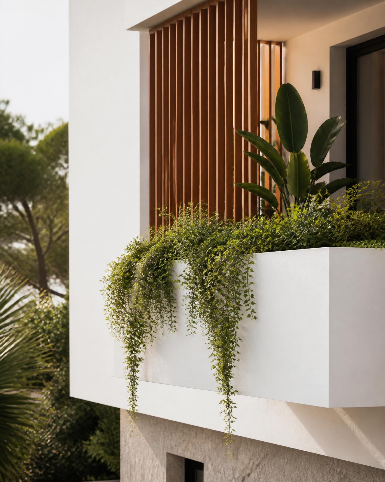 Terrazzo verde con piante della residenza
